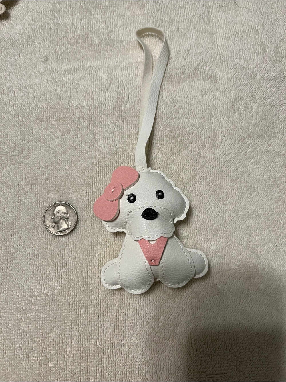 New Cute Faux Leather Bichon Frise Dog Bag Charm - Picture 2 of 3